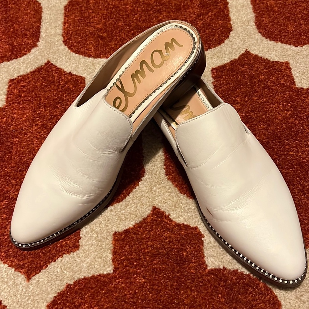 Sam Edelman Laddie White Leather Mule Size 10